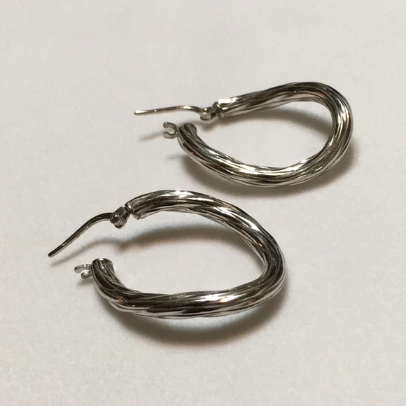 Milor Made In Italy Sterling Wavy Hoop Earrings - Picture 3 of 6
